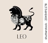 zodiac sign leo. black... | Shutterstock .eps vector #2045491178