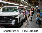 Small photo of Trucks come off the assembly line at GM's Chevrolet Silverado and GMC Sierra pickup truck plant in Fort Wayne, Indiana, U.S., July 25, 2018