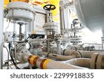 Small photo of Pressure control valve in oil and gas process and controlled by Program Logic Control, PLC controller the valve and control instrument gas supply to actuator of the valve as PLC command.