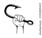 hand holding fish hook. design... | Shutterstock .eps vector #2152005415
