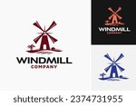 The "wind mill company logo" is a design asset suitable for a company in the renewable energy industry that specializes in wind turbines.