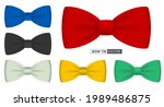 set of realistic bow tie or bow ... | Shutterstock .eps vector #1989486875