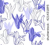 seamless pattern with blue... | Shutterstock .eps vector #421431895