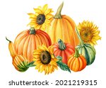 Pumpkins And Sunflowers  Autumn ...