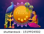 happy diwali design with... | Shutterstock . vector #1519924502