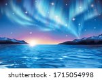 3d illustration of sunrise over ... | Shutterstock .eps vector #1715054998