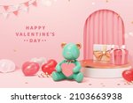 3d valentine's day scene design.... | Shutterstock .eps vector #2103663938