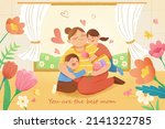 hand drawn mother's day drawing ... | Shutterstock .eps vector #2141322785
