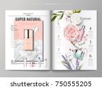 cosmetic magazine template  top ... | Shutterstock .eps vector #750555205