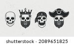 collection of 4 skull... | Shutterstock .eps vector #2089651825