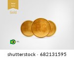 realistic golden brazilian real ... | Shutterstock .eps vector #682131595