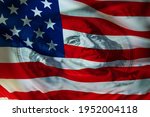 American financial system. American flag and us dollar. American currency. U.S. economy. World economy. Economy of different countries.