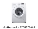 White washing machine on a...