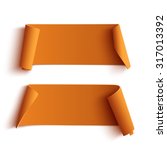 two curved  orange banners ... | Shutterstock .eps vector #317013392