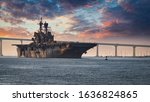A us navy ship departs san...
