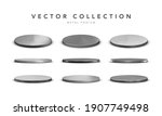 set of realistic silver metal... | Shutterstock .eps vector #1907749498