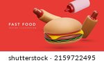 3d realistic hot dogs and... | Shutterstock .eps vector #2159722495