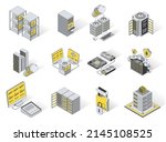 data center 3d isometric icons... | Shutterstock .eps vector #2145108525
