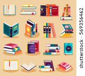 colored books icons set in flat ... | Shutterstock .eps vector #569356462