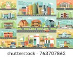 city life flat infographic... | Shutterstock .eps vector #763707862