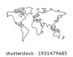 simple vector world map line... | Shutterstock .eps vector #1931479685