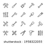 vector set of tools line icons. ... | Shutterstock .eps vector #1958322055
