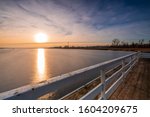 Small photo of Small pier on the lake in Znin. Znin is a small town in the Paluka region in the Kuyavian-Pomeranian Voivodeship