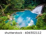  Blue hole waterfall from above in Jamaica