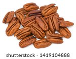 Pile Pecan Nuts Isolated On...