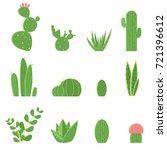 flat set of cacti and... | Shutterstock . vector #721396612