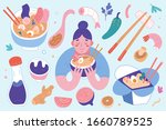 ramen collection  bowls and... | Shutterstock .eps vector #1660789525