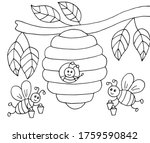 hand drawn cartoon bees with... | Shutterstock .eps vector #1759590842