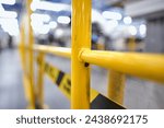 Industrial metal railings in a...