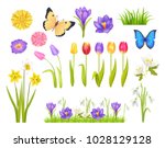 flowers and butterflies... | Shutterstock .eps vector #1028129128