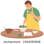 man is studying culinary by... | Shutterstock .eps vector #1964285848