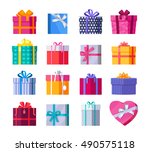 set of colorful gift boxes with ... | Shutterstock .eps vector #490575118