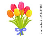 beautiful bouquet of seven... | Shutterstock .eps vector #614447135