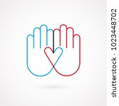 hand gesture outline. flat... | Shutterstock .eps vector #1023448702