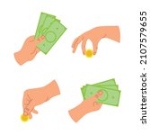set of hands holding money and... | Shutterstock .eps vector #2107579655