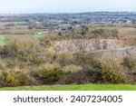 Small photo of A view from Croft Hill towards Huncote New HIll reserve in Leicestershire, UK on a bright sunny day