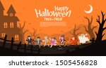 happy halloween. children in... | Shutterstock .eps vector #1505456828