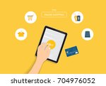 online shopping concept. using... | Shutterstock .eps vector #704976052