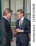 Small photo of Minister Sander Dekker In Discussion At Almere The Netherlands 2018. Opening after moving from Utrecht To Almere City The Netherlands