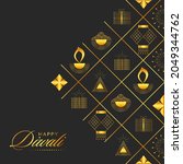 golden happy diwali text with... | Shutterstock .eps vector #2049344762