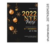 2022 nye party invitation card... | Shutterstock .eps vector #2074309135