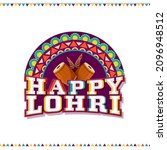 sticker style happy lohri font... | Shutterstock .eps vector #2096948512