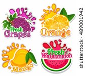 creative stickers of fresh... | Shutterstock .eps vector #489001942