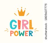 girl power  lettering with... | Shutterstock .eps vector #1805637775