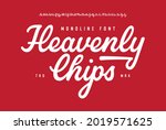 Heavenly Chips. Original Mono Line Script Font. Vector Illustration.