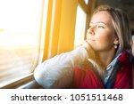 Woman Traveling By Train